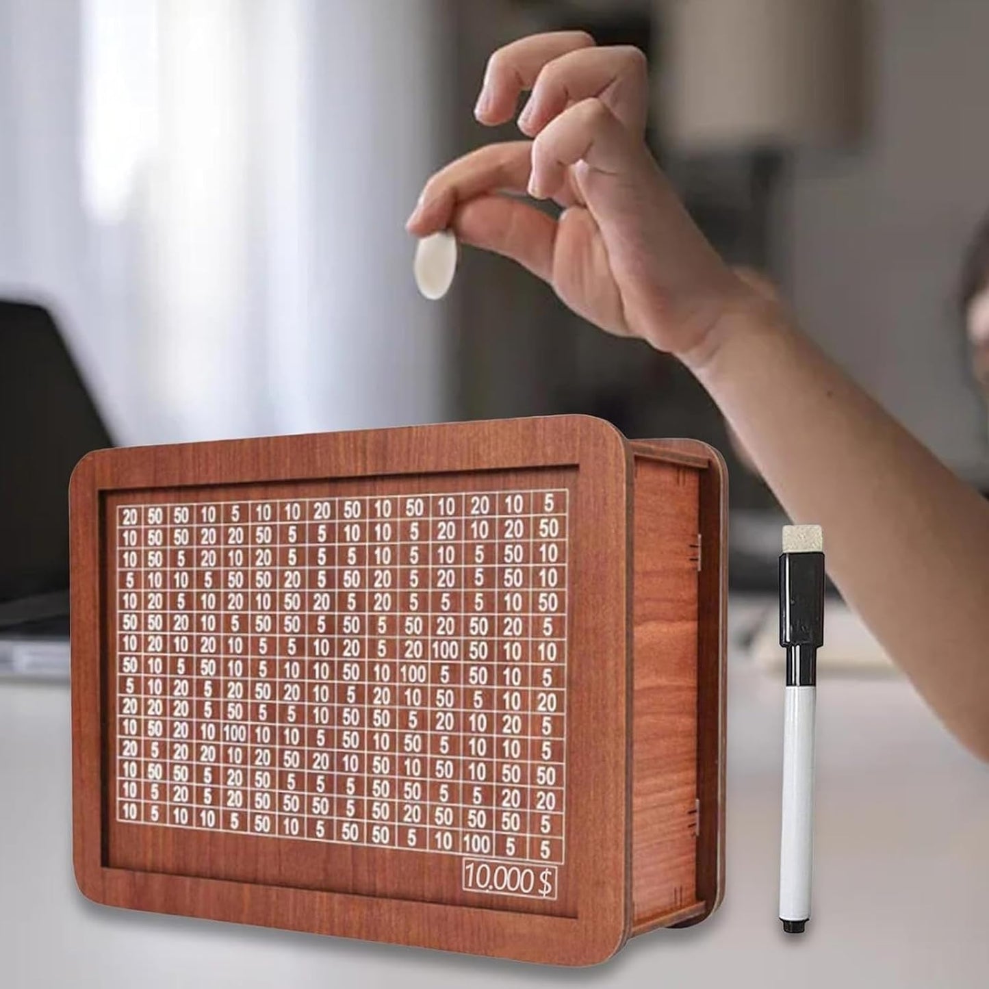 Wooden Savings Box With Counter