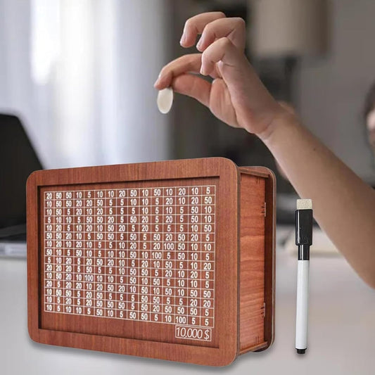 Wooden Savings Box With Counter